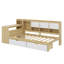 Lit de jour en L Timber avec sept compartiments de rangement et deux tiroirs, lit polyvalent avec table d'étude intégrée-115735635-115735637