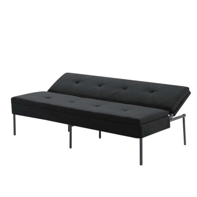 3-Seater Futon Sofa Bed, Twin Folding Sleeper, Sturdy Metal Frame, Skin-Friendly Polyester, Adjustable Backrest, Convertible for Small Spaces