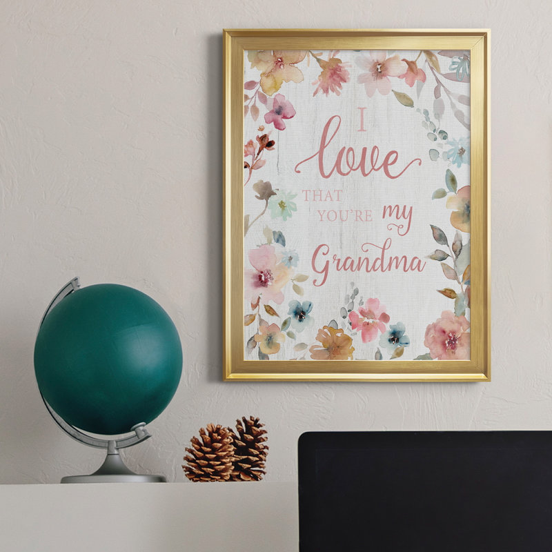 «Love Grandma», art textuel sur toile, H 18,5 po x l 24,5 po x P 1,5 po, Or