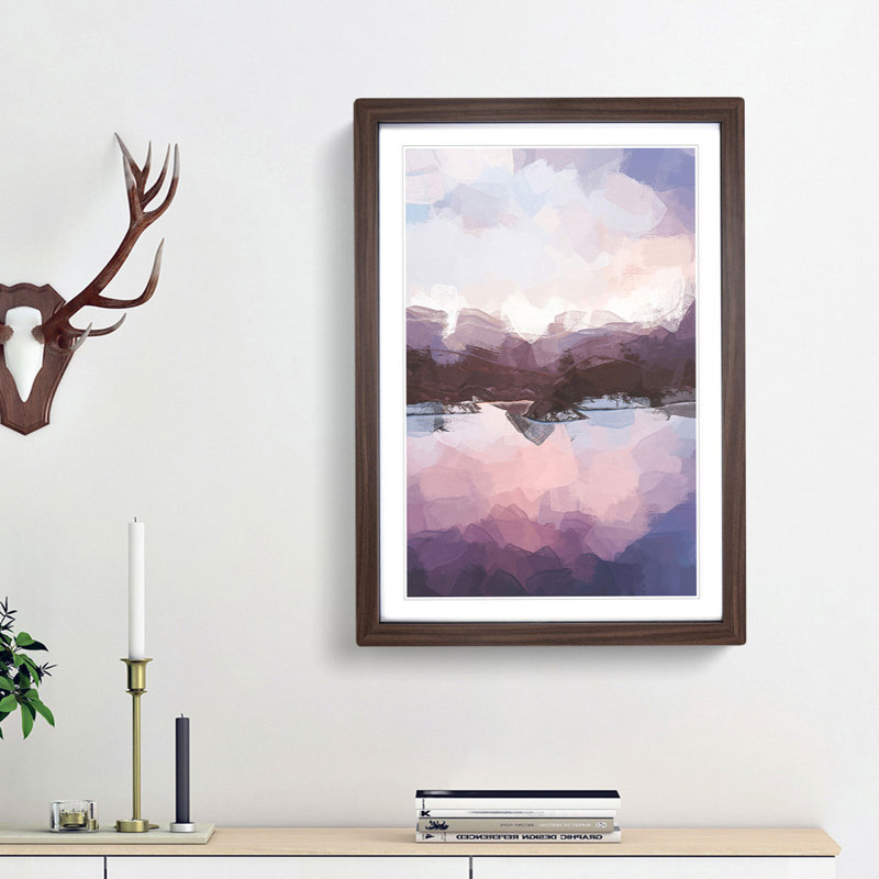Calm Lake in Abstract - Picture Frame Painting Print, Walnut Framed, 36cm H x 27cm W x 2cm D