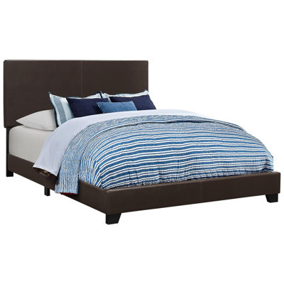 Full Brown Upholstered Bed Frame With Faux Leather And Box Spring For A Tasteful Bedroom Classy Size Soft Upholstery Accents