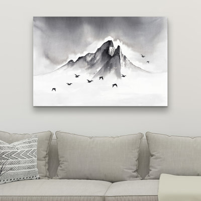 Mountain Peak - Black & White Bedroom Canvas for Home Decor