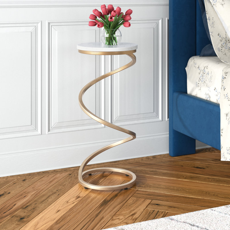 Lorelai Marble Top End Table, Gold, Black