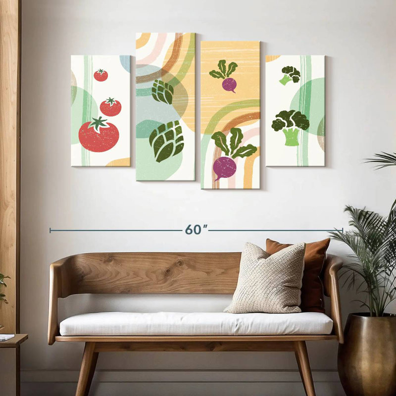 Yarlin Boho Abstract Vegetables, 32" H x 52" W