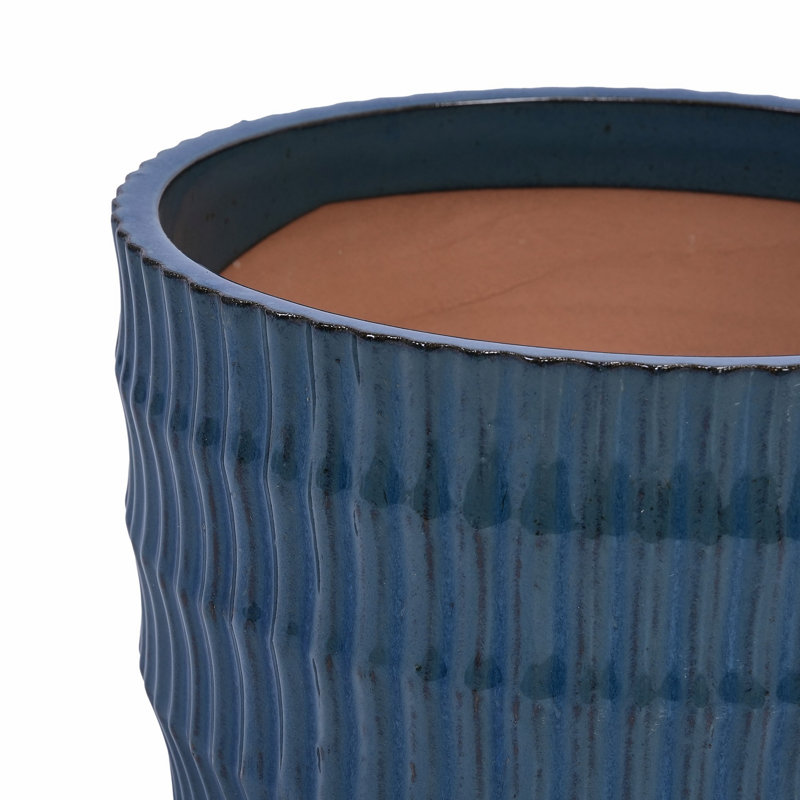 4 pots de fleurs en céramique, pot de fleurs moderne pour patio, jardin ou rebords de fenêtre, Bleu antique