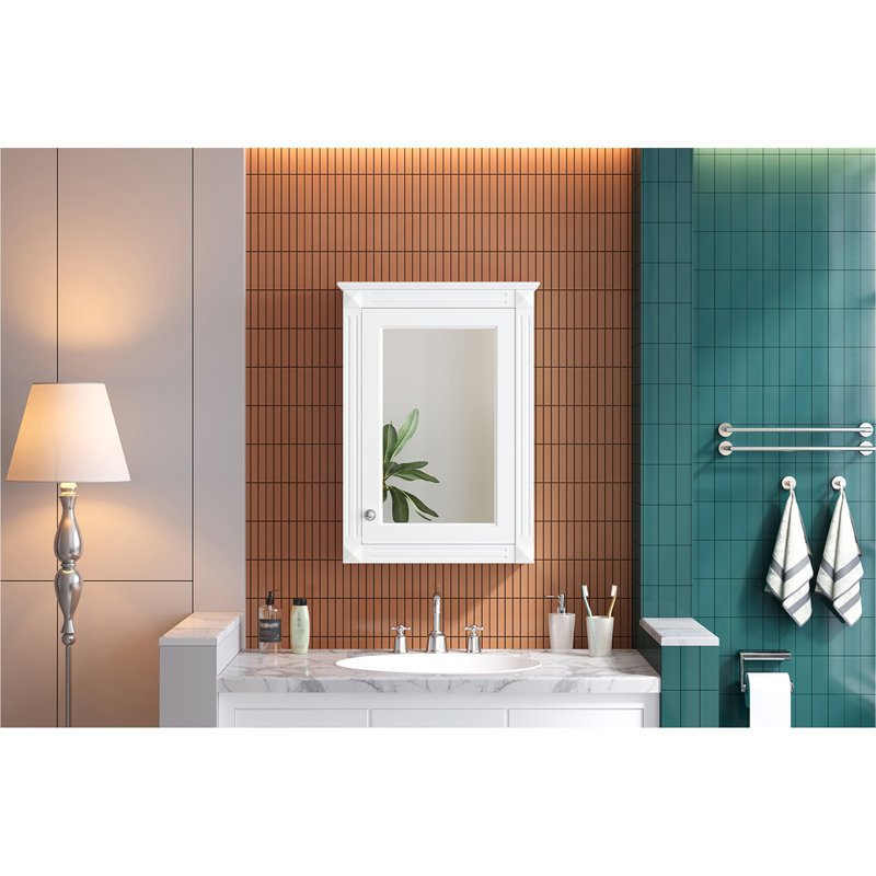 Armoire de salle de bain murale 20 po: Armoire à pharmacie à tablette réglable au-dessus de la toilette, Blanc