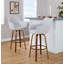 Tabouret de bar et de comptoir en tissu Sarah avec pieds en bois cintré et repose-pieds rond Sarah-100169897-100169900