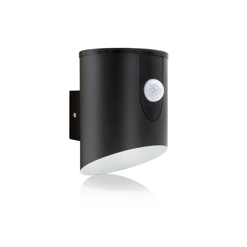 Juris 14cm H Battery Powered Integrated LED Outdoor Armed Sconce, Satin Black