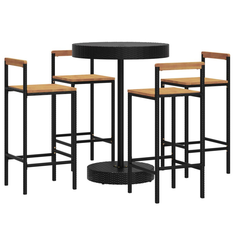 Bar Set with Stools, Black