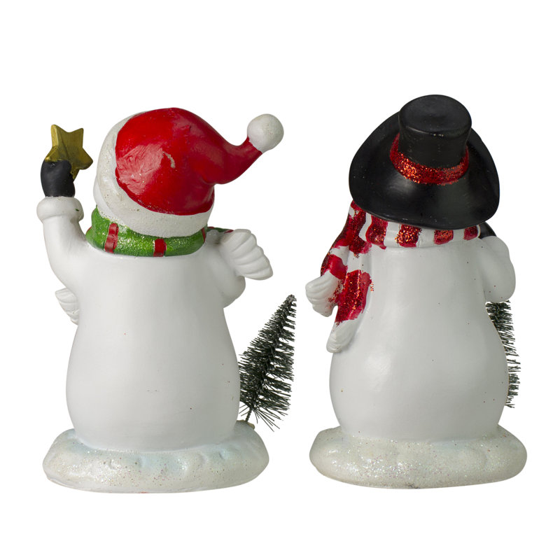 Festive Glittered Snowman Stocking Holders Set of 2