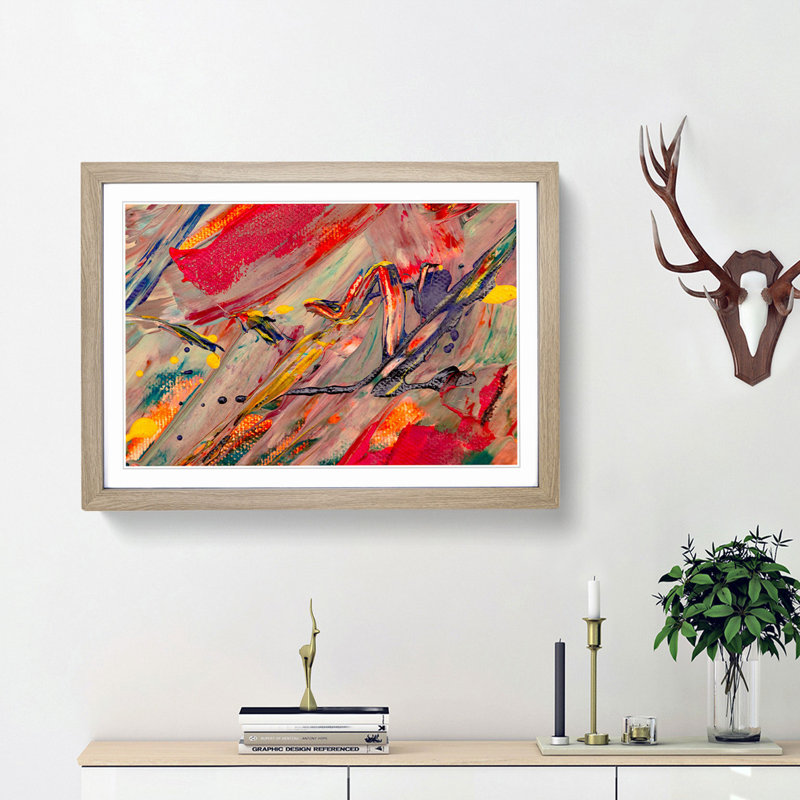 Abstract Art Painting Vol.12 by S.Johnson - Picture Frame Painting Print, 27cm H x 36cm W x 2cm D, Oak Framed