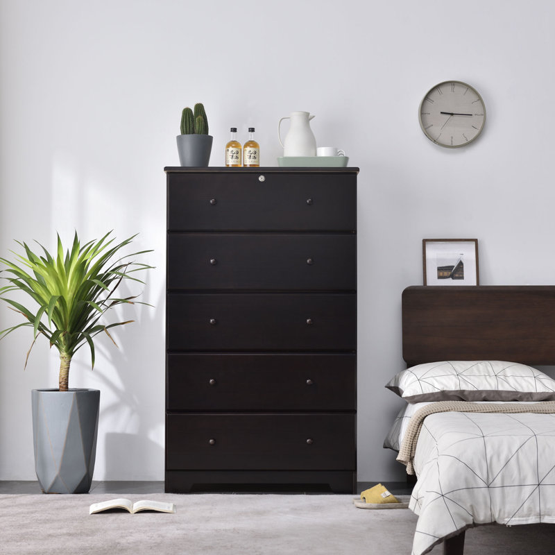 Commode 5 tiroirs Snedeker, Brun