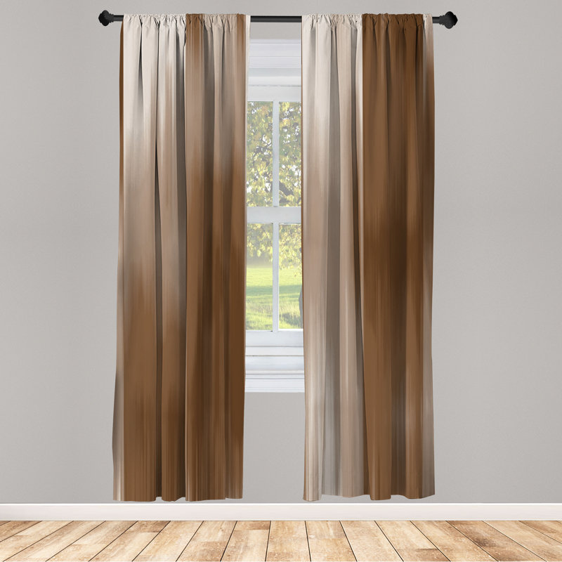 Microfiber Floral Semi-Sheer Rod Pocket Curtain Panels, 28" W x 84" L, Brown