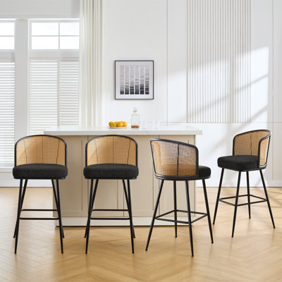 Cane Back Upholstered Counter & Bar Stool