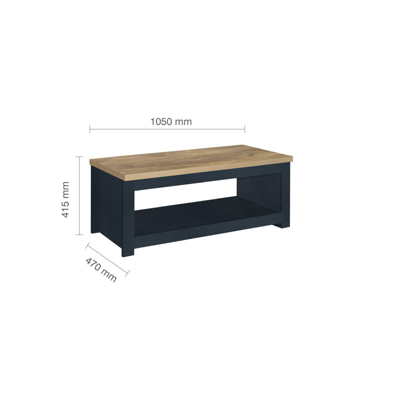 Napanoch Sled Coffee Table with Storage, Navy Blue