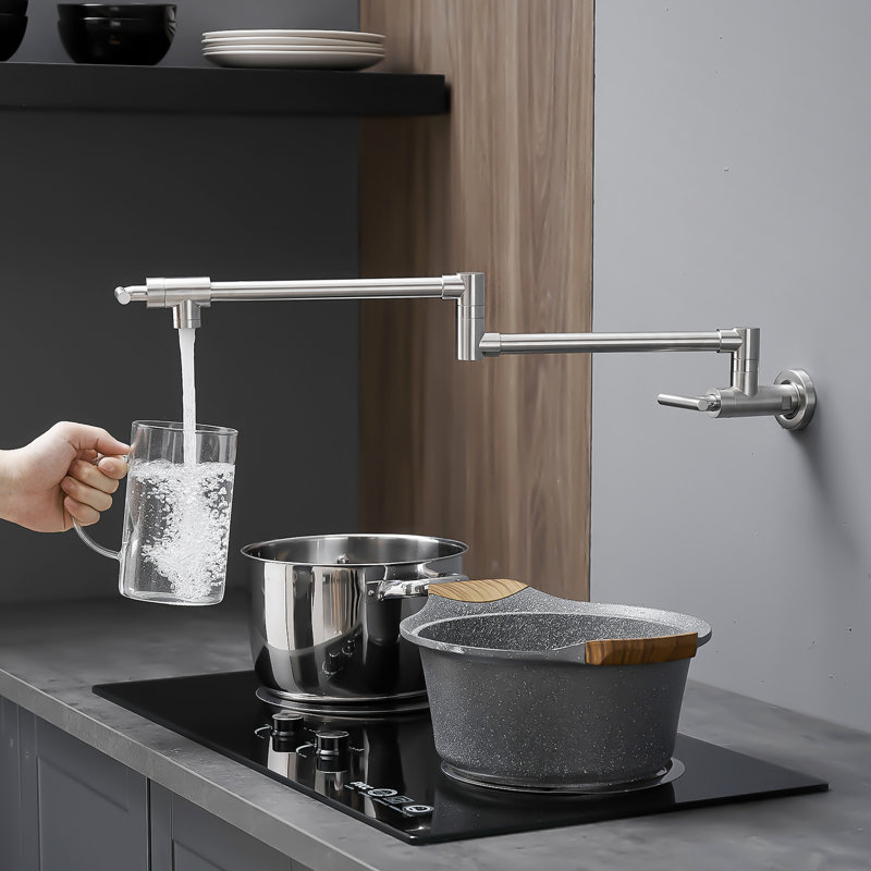Robinet de cuisine 304 Ss, remplisseur mural, Chrome chrome