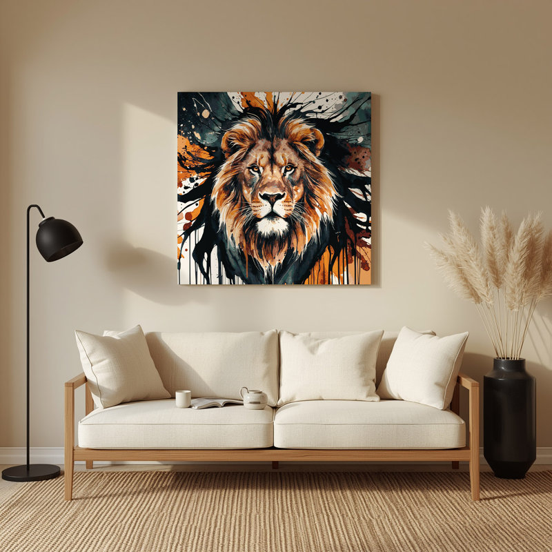 Art mural en métal, faune, lion asiatique, H 12 po x l 12 po