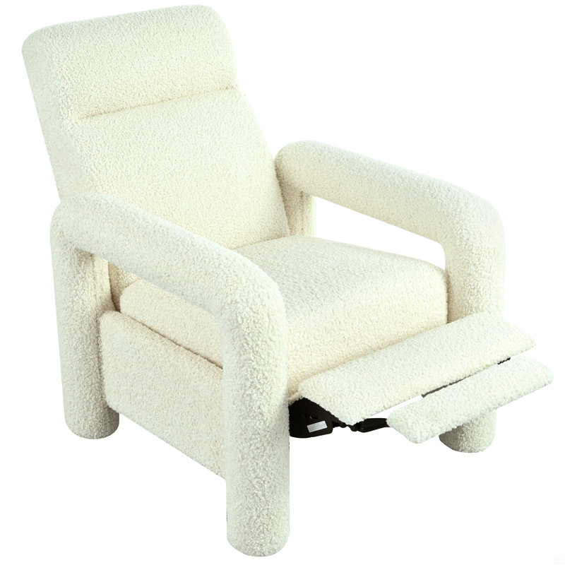 31.25" Push Back Recliner Armchair Upholstered Recliner Chair Single Sofa, Beige