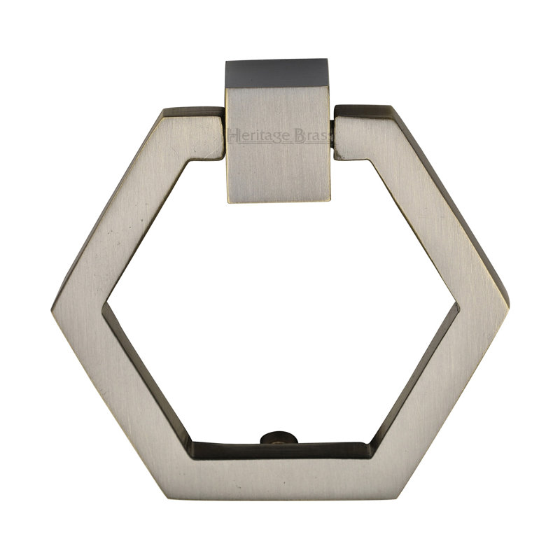 Heritage Brass Heritage Cabinet Drop Pull Hexagon Design, Antique Brass