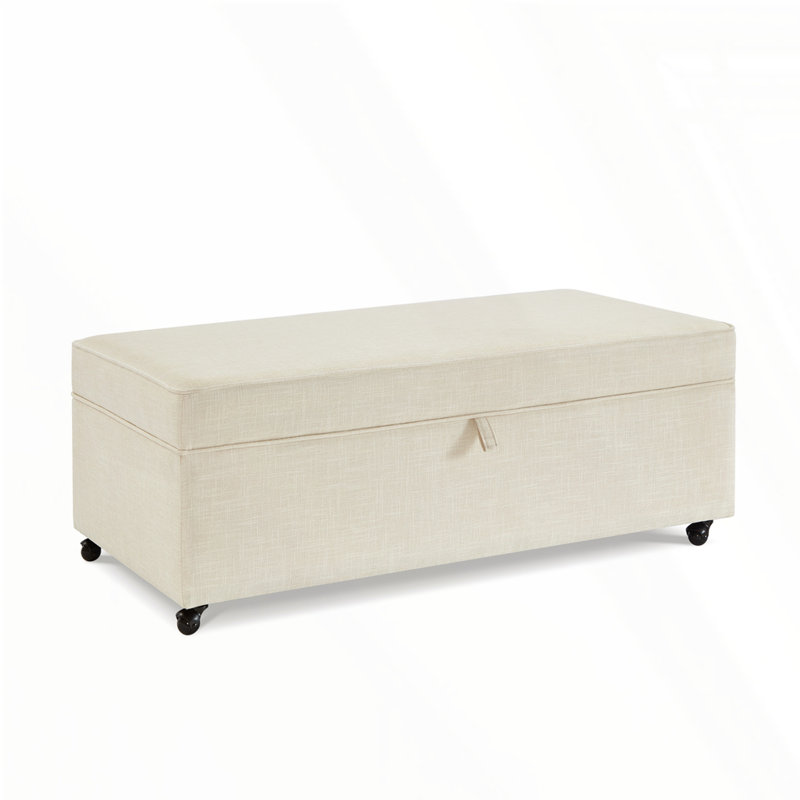 Modular Sectional Storage Ottoman With Wheels, Ivory