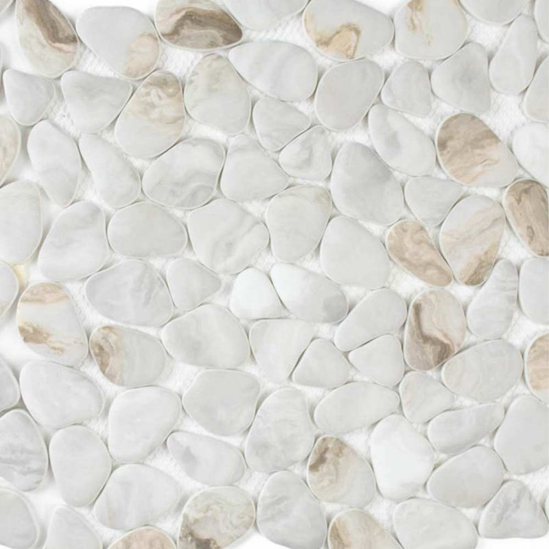 Huron Glass Pebbles Mosaic Tile, Drift