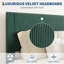 Structure de lit double avec tête de lit, lit plateforme tapissier en velours côtelé avec support en lattes de bois, aucun sommier nécessaire-827087163-827087162