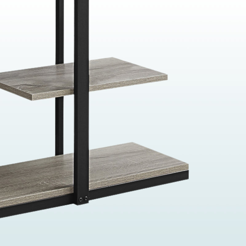 Manica Bookshelf with 5 Zig-Zag Shelves in Black/Gray Finish, 59.8" H X 31.71" W X 12.84" D