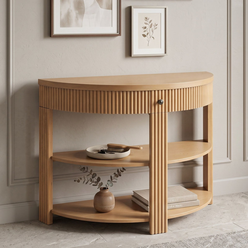 Console avec tiroir et tablettes, Naturel