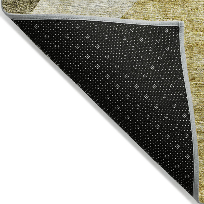 Tapis intérieur lavable abstrait beige et blé doré 5 pi x 8 pi