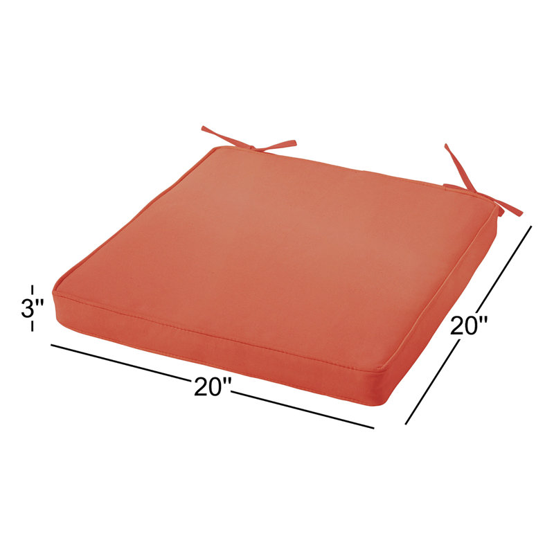 Marolina Indoor/Outdoor Seat Cushion, 3" H x 20" W x 20" D, Coral