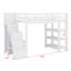 Lit mezzanine avec tablettes, escalier de rangement, petite armoire et lumière DEL-114210596