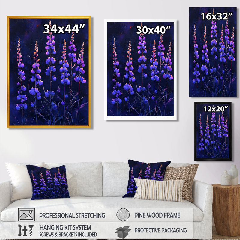 Barbican - impressions sur toile florales, Noir, H 20 po x l 12 po, Reproduction encadrée d'une seule photo