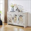 Armoire de rangement autoportante autoportante avec portes sculptées en miroir en acrylique, tablette réglable et comptoir spacieux pour une utilisation polyvalente à la maison-1483526226