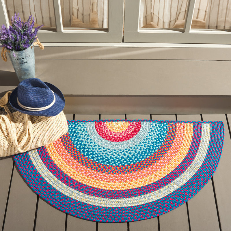 Tapis intérieur / extérieur Ceaira Performance, Red/Orange, Demi-lune 2 pi x 4 pi