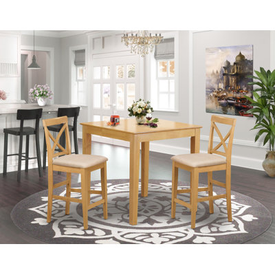 Pleasant View 2 - Person Rubberwood Solid Wood Dining Set by Alcott Hill