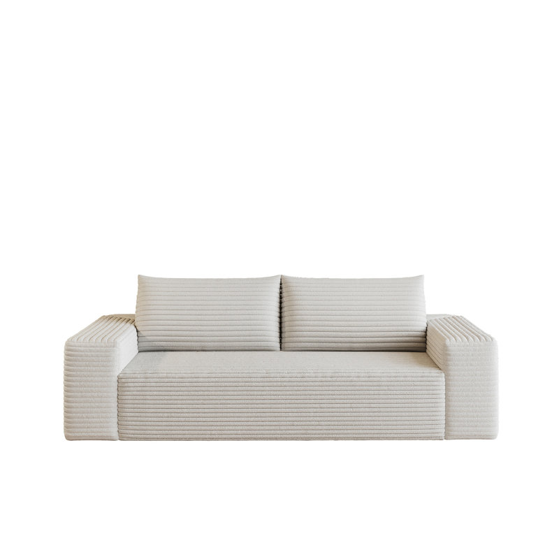 Canapé 63 po 2 places, tissu velours côtelé, sièges profonds, canapé causeuse confortable, sans assemblage, 1 pièce pour salon, chambre à coucher, salle de conférence, appartement, blanc