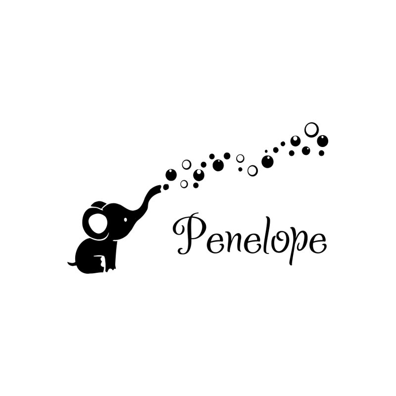 Adhésif décoratif pépinière éléphant, Oui, Noir