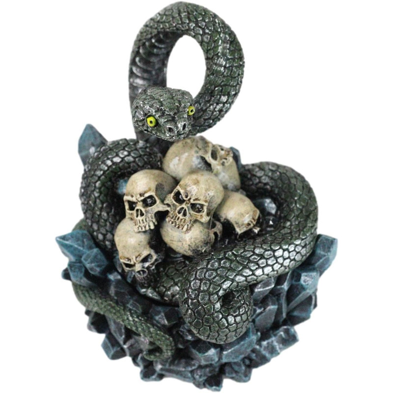 Coiled Attacking Snake On Mound Of Skulls At Crystal Rock Quarry Figurine