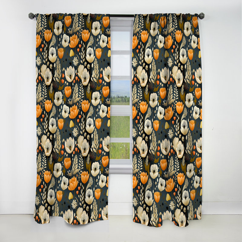 Mod Botanicals I - Rideau Mid-Century - Rideau occultant géométrique - 1 panneau, L 52 po x L 84 po
