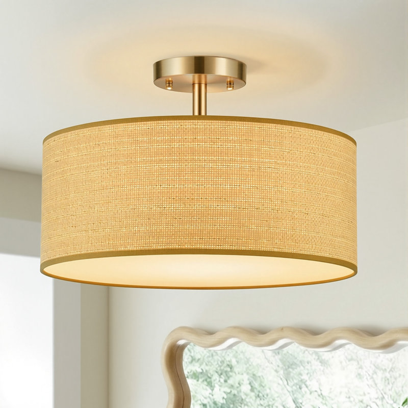 Yaretzi 3 - Light Semi Flush Mount, 7.5" H x 18" W x 18" D, Brushed Brass