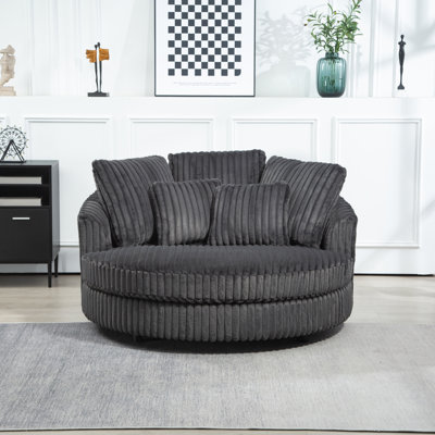 Upholstered Slipcovered Barrel Chair by Latitude Run