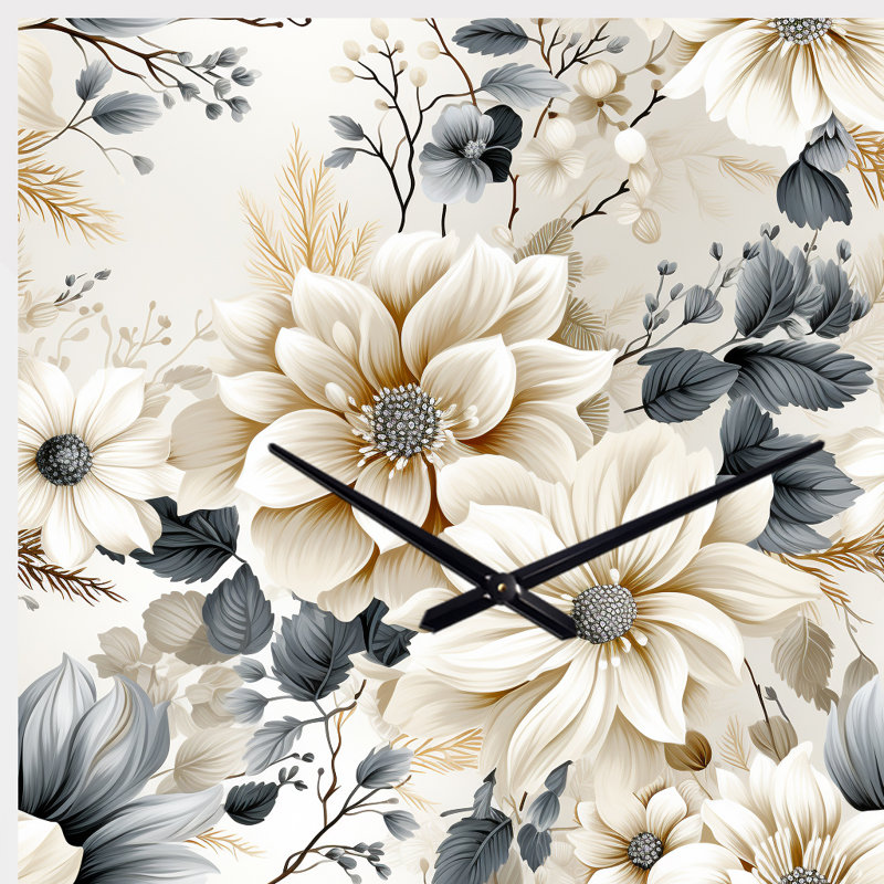 Motif de bohème éthéré bleu et blanc - impression florale de forme unique, horloge murale, Petit