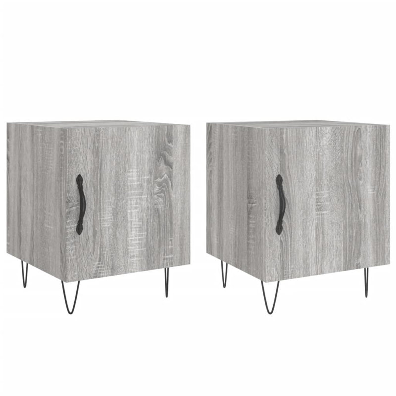 Couey 40cm W Iron Bedside Table, Grey Sonoma