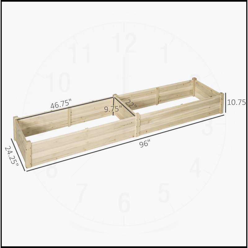 Wooden Raised Garden Bed Kit with 2 Boxes, Natural Wood