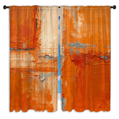Rideau texturé orange texturé transparent et obscurcissant - 2 panneaux
