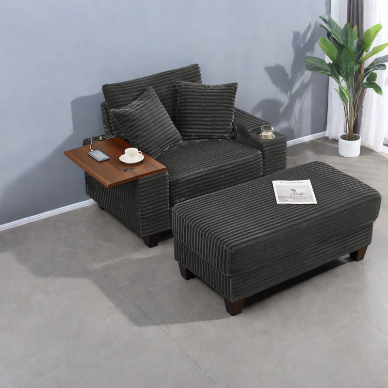 Canapés de rangement avec repose-pieds Corduroy
