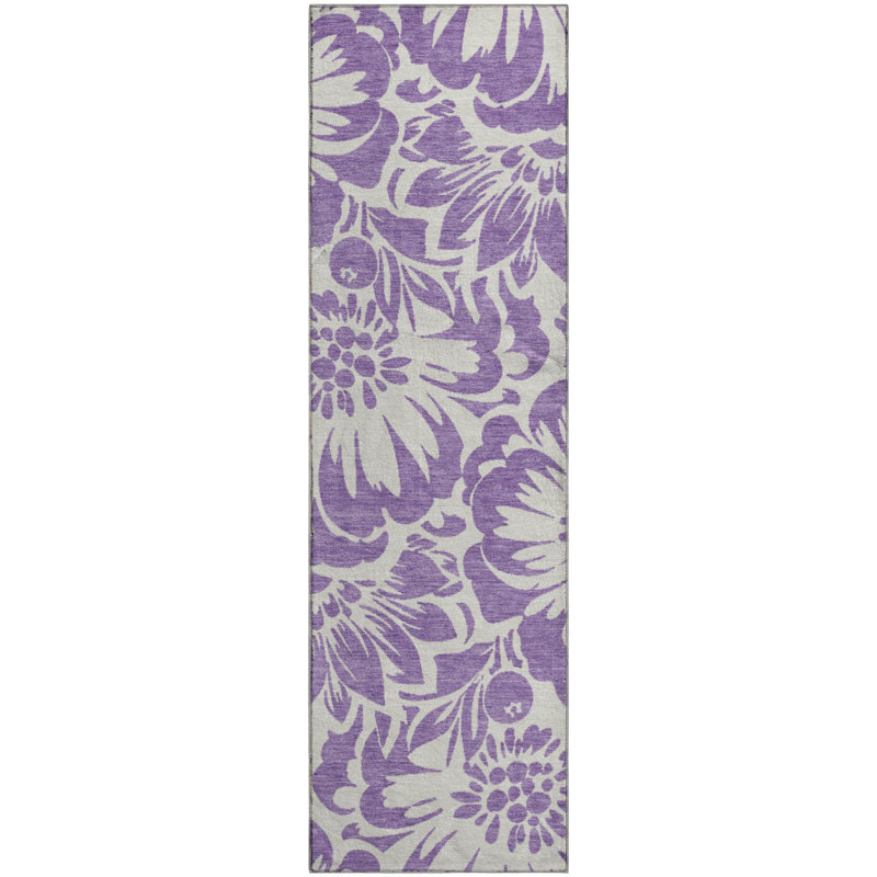 Premium Machine Washable Cerrito AMF551 Purple Rug, Runner 2'3" x 7'6"