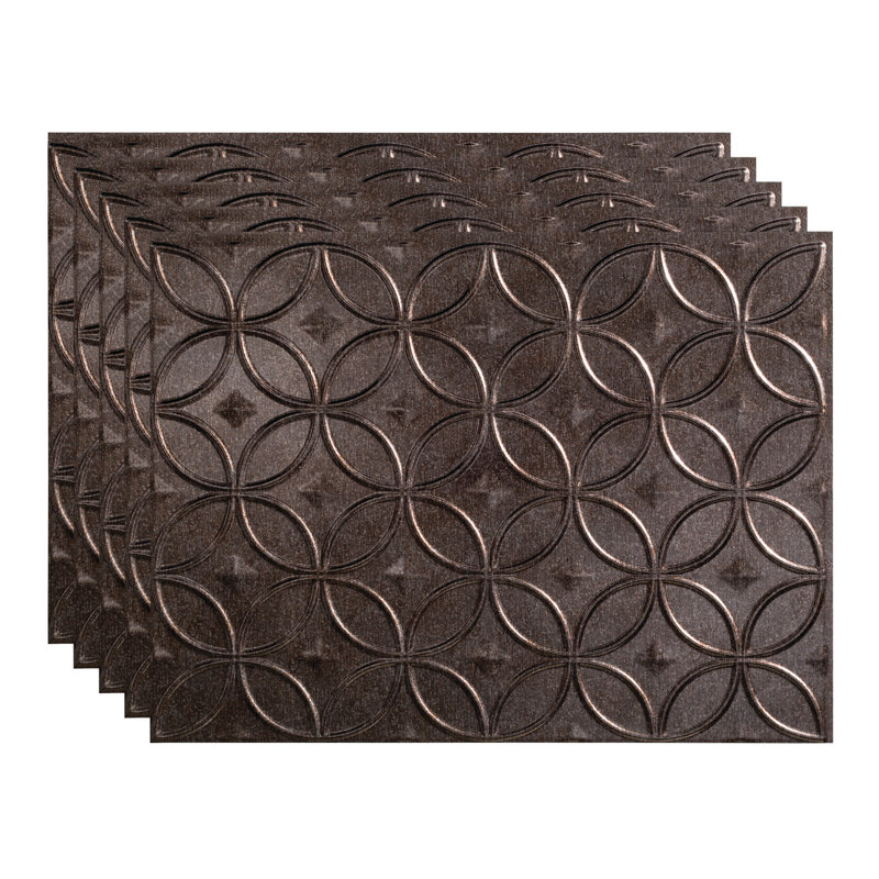 FASÄDE Rings Decorative Vinyl 18in x 24in Backsplash Panel, Smoked Pewter