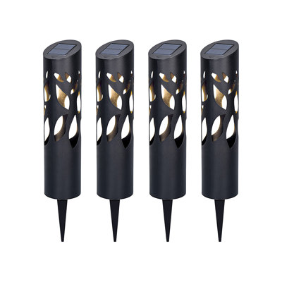 Matte Black Low Voltage Solar Powered Integrated LED Steel Bollard Light Pack -  Koda, LM030241-1