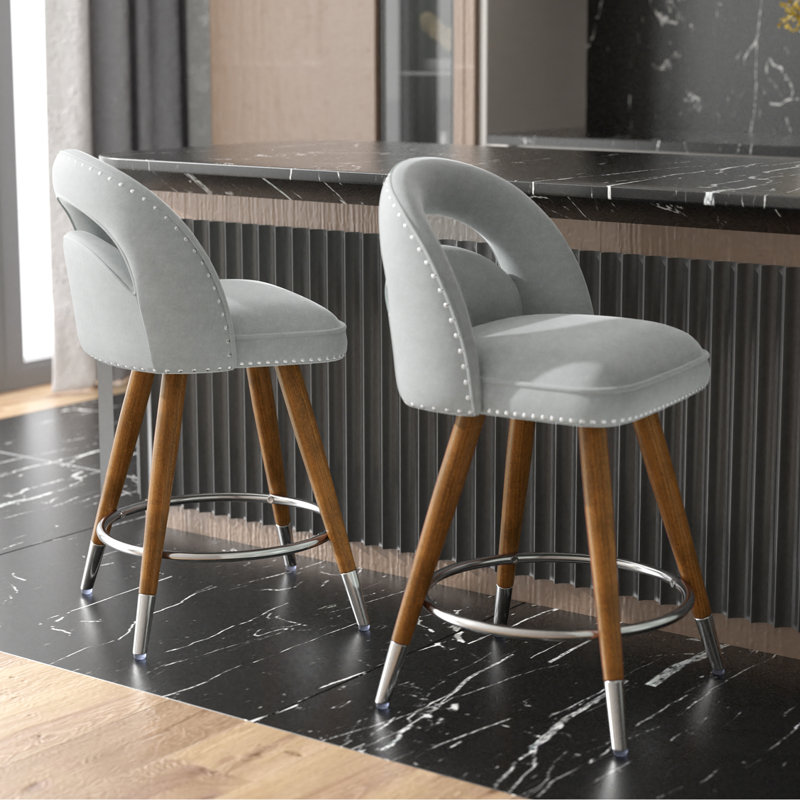 Mercer41 Kokitus Counter Height Bar Stools, 24 Inch Swivel Bar Stools ...